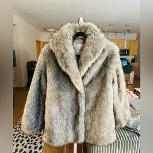 Abercrombie & Fitch Gray Faux Fur Coat NWOT